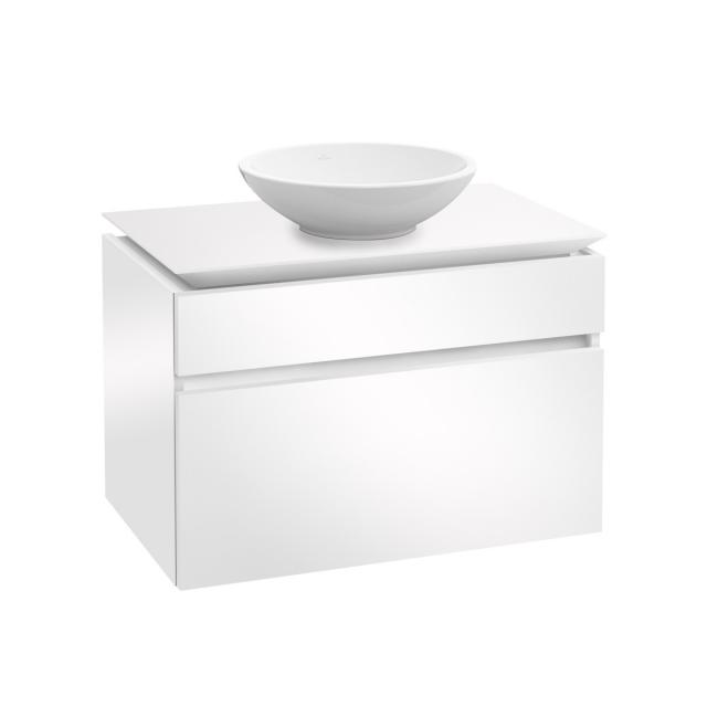 Villeroy & Boch Legato Meuble sous-lavabo pour lavabo à poser avec 2 tiroirs Façade blanc brillant/corps du meuble blanc brillant