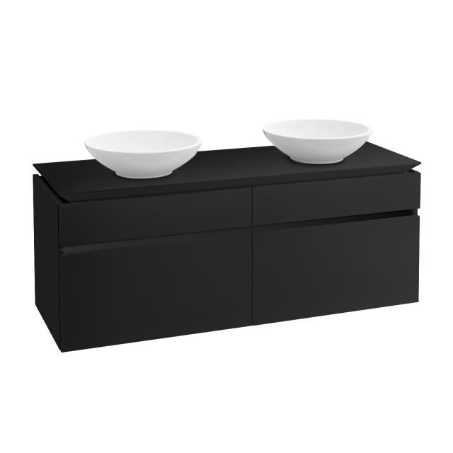 Villeroy & Boch Legato vanity unit for 2 countertop washbasins with 4 pull-out compartments front matt black / corpus matt black