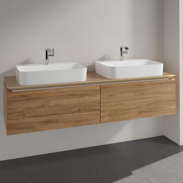 Villeroy & Boch Legato vanity unit for 2 countertop washbasins with 2 pull-out compartments front kansas oak / corpus kansas oak