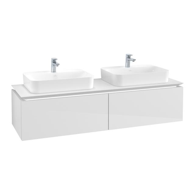 Villeroy & Boch Legato vanity unit for 2 countertop washbasins with 2 pull-out compartments glossy white