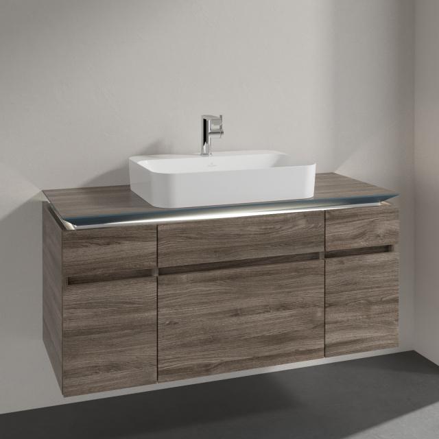Villeroy & Boch Legato vanity unit for countertop washbasin with 5 pull-out compartments front stone oak / corpus stone oak