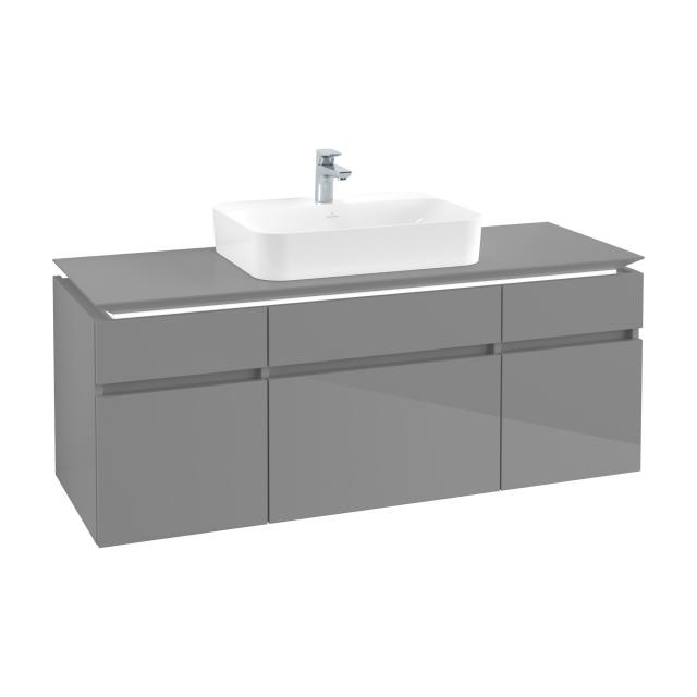 Villeroy & Boch Legato vanity unit for countertop washbasin with 5 pull-out compartments front glossy grey / corpus glossy grey