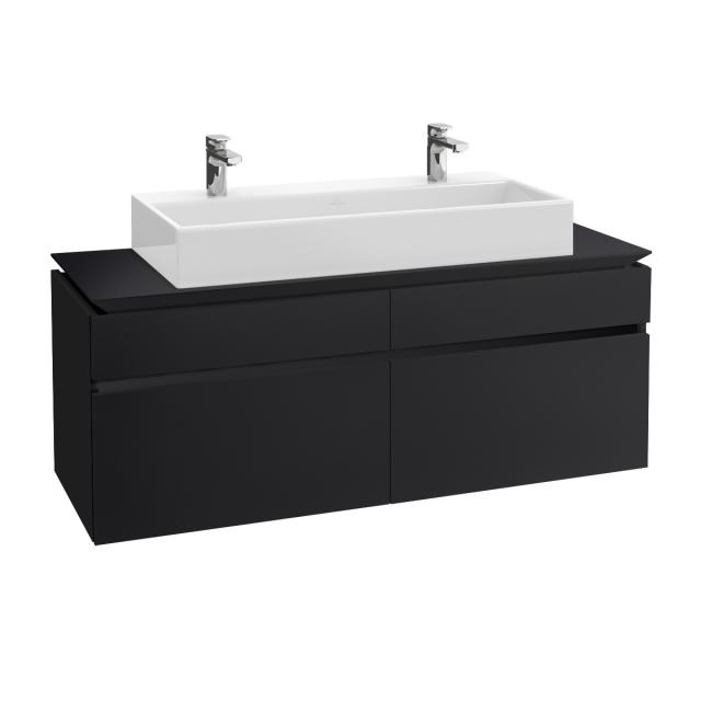 Villeroy & Boch Legato vanity unit for double washbasin with 4 pull-out compartments front matt black / corpus matt black