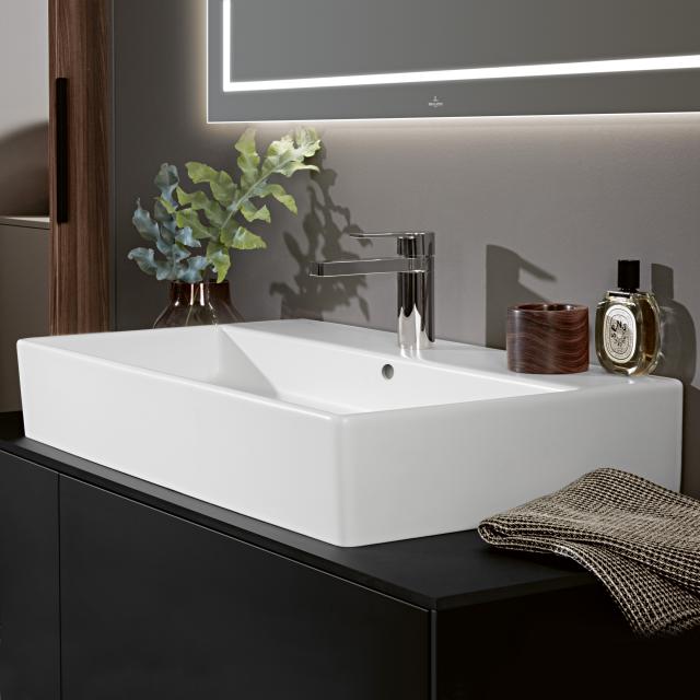 Villeroy & Boch Memento 2.0 washbasin white, with CeramicPlus, with 1 tap hole, with overflow, grounded