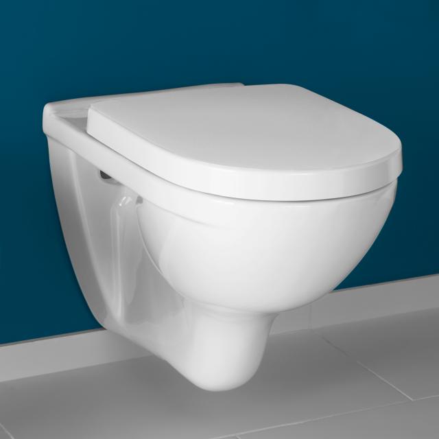 Villeroy & Boch O.novo combi pack wall-mounted washdown toilet, with toilet seat rimless, white, with CeramicPlus