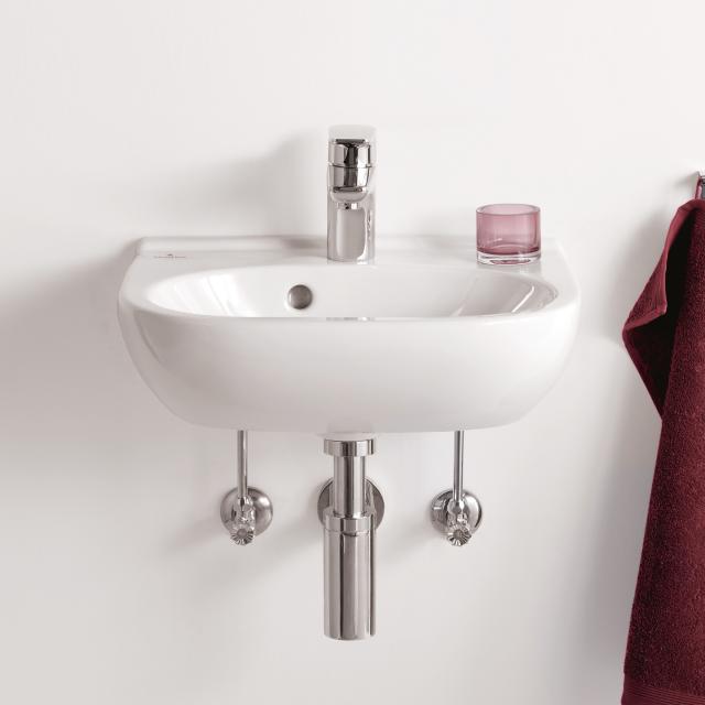 Villeroy & Boch O.novo hand washbasin compact white, with CeramicPlus, with 1 tap hole, with overflow