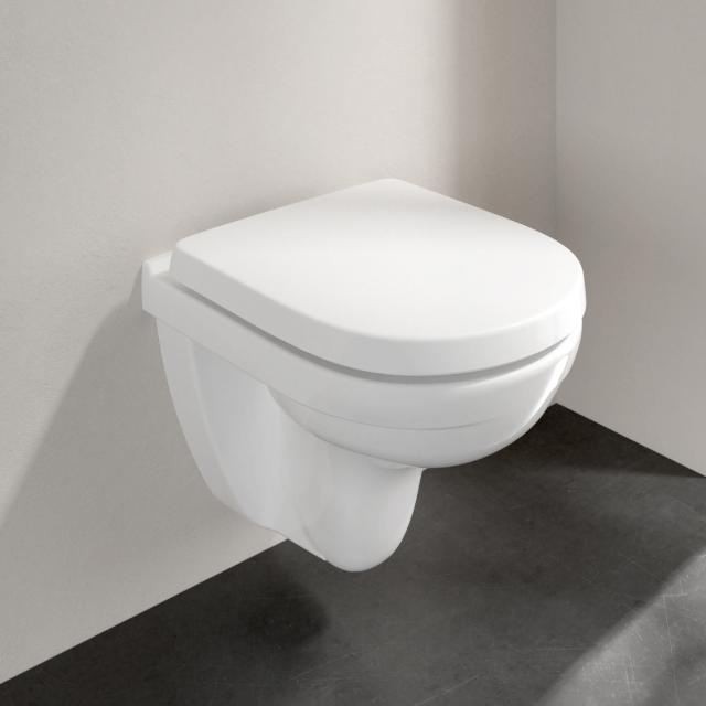 Villeroy & Boch O.novo wall-mounted washdown toilet Compact rimless, white, with CeramicPlus