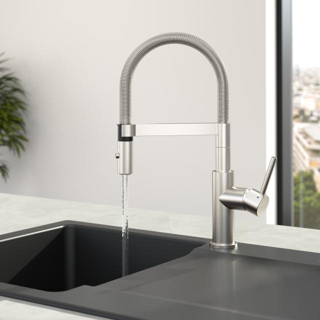 Villeroy & Boch Steel Expert Compact single-lever kitchen mixer tap brushed stainless steel