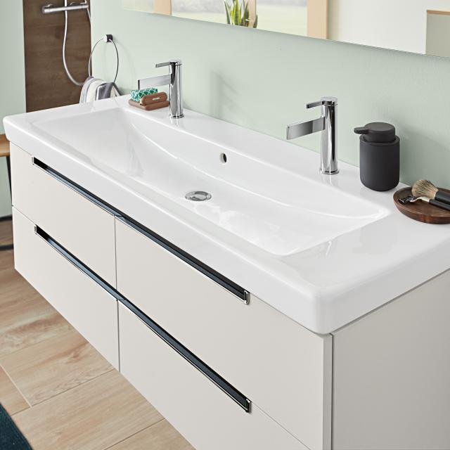 Villeroy & Boch Subway 2.0 double vanity washbasin white, with CeramicPlus, with 2 tap holes