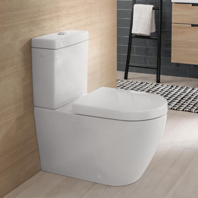 Villeroy & Boch Subway 2.0 floorstanding close-coupled washdown toilet, open flush rim white, with CeramicPlus
