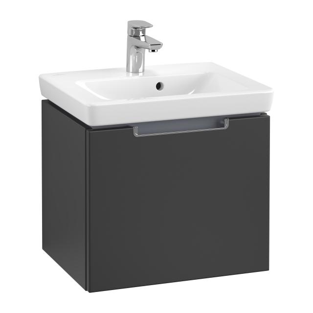 Villeroy & Boch Subway 2.0 vanity unit for hand washbasin with 1 pull-out compartment front matt black / corpus matt black, chrome handle