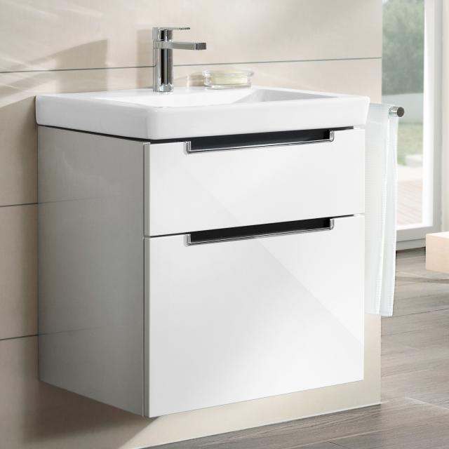 Villeroy & Boch Subway 2.0 vanity unit XXL with 2 pull-out compartments front glossy white / corpus glossy white, chrome handle