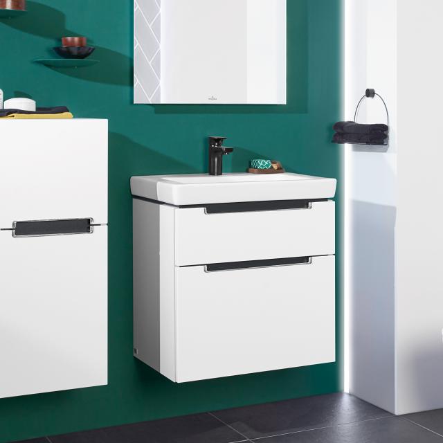 Villeroy & Boch Subway 2.0 vanity unit XXL with 2 pull-out compartments front glossy white / corpus glossy white, chrome handle