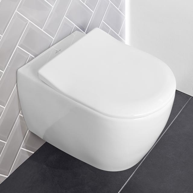 Villeroy & Boch Subway 2.0 wall-mounted washdown toilet, open flush rim, DirectFlush starwhite, with CeramicPlus