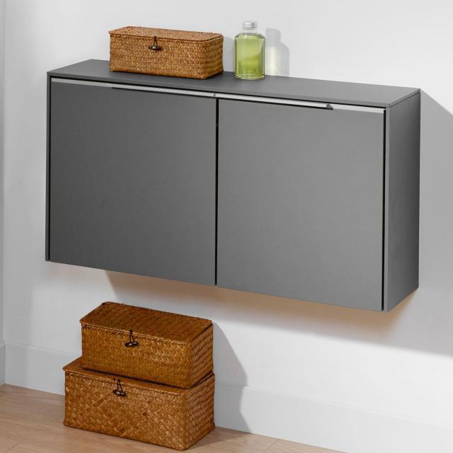 Villeroy & Boch Subway 3.0 sideboard with 2 doors front graphite / corpus graphite, handle strip aluminium gloss