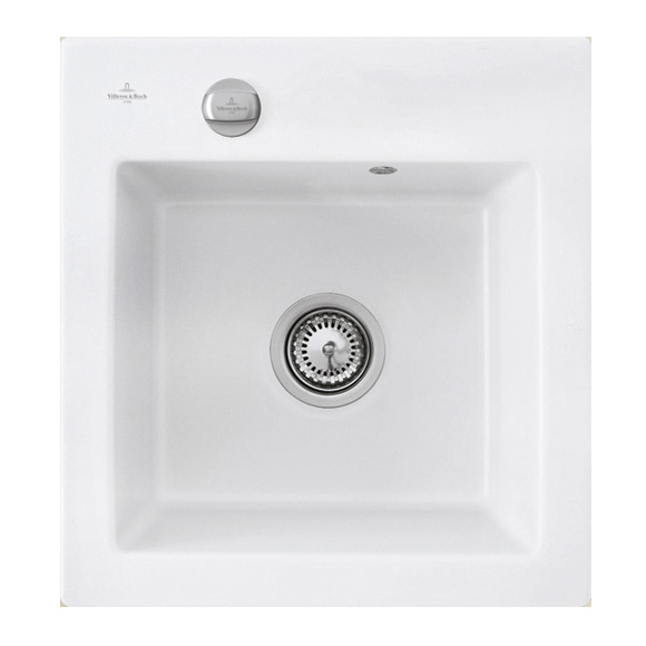 Villeroy & Boch Subway XS Flat kitchen sink white alpine high gloss/position boreholes 1 and 3, with pop-up operation