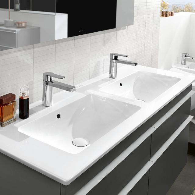 Villeroy & Boch Venticello double vanity washbasin white, with CeramicPlus, with 2 tap holes, with overflow