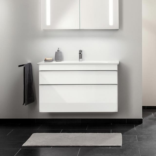 Villeroy & Boch Venticello Meuble sous-lavabo XXL, avec 2 tiroirs Façade blanc brillant/corps du meuble blanc brillant, poignée chromée