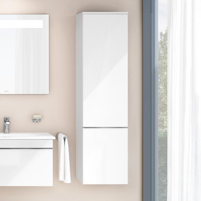 Villeroy & Boch Venticello tall unit with 1 door front glossy white / corpus glossy white, chrome handle