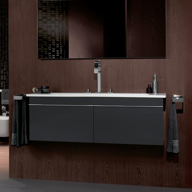 Villeroy & Boch Venticello vanity unit for double washbasin with 2 pull-out compartments front matt black / corpus matt black, chrome handle