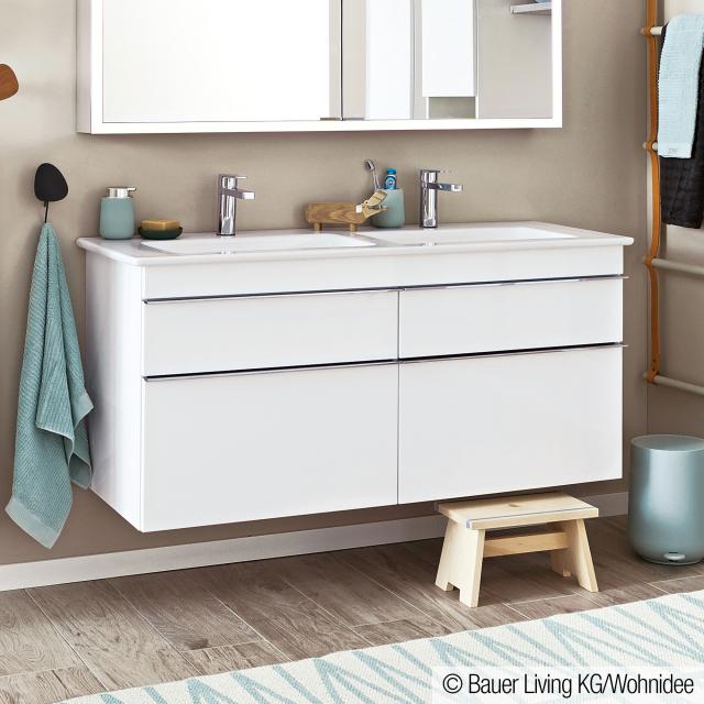 Villeroy & Boch Venticello vanity unit XXL for double washbasin with 4 pull-out compartments front glossy white / corpus glossy white, chrome handles