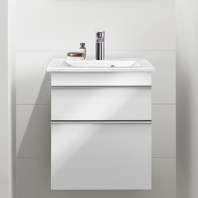 Villeroy & Boch Venticello XXL vanity unit for hand washbasin with 2 pull-out compartments front glossy white / corpus glossy white, chrome handles
