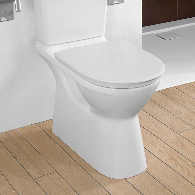 Villeroy & Boch ViCare floorstanding close-coupled washdown toilet, open flush rim white, with CeramicPlus