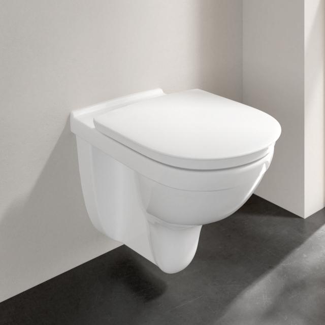 Villeroy & Boch ViCare wall-mounted washdown toilet, open flush rim, DirectFlush white, with CeramicPlus