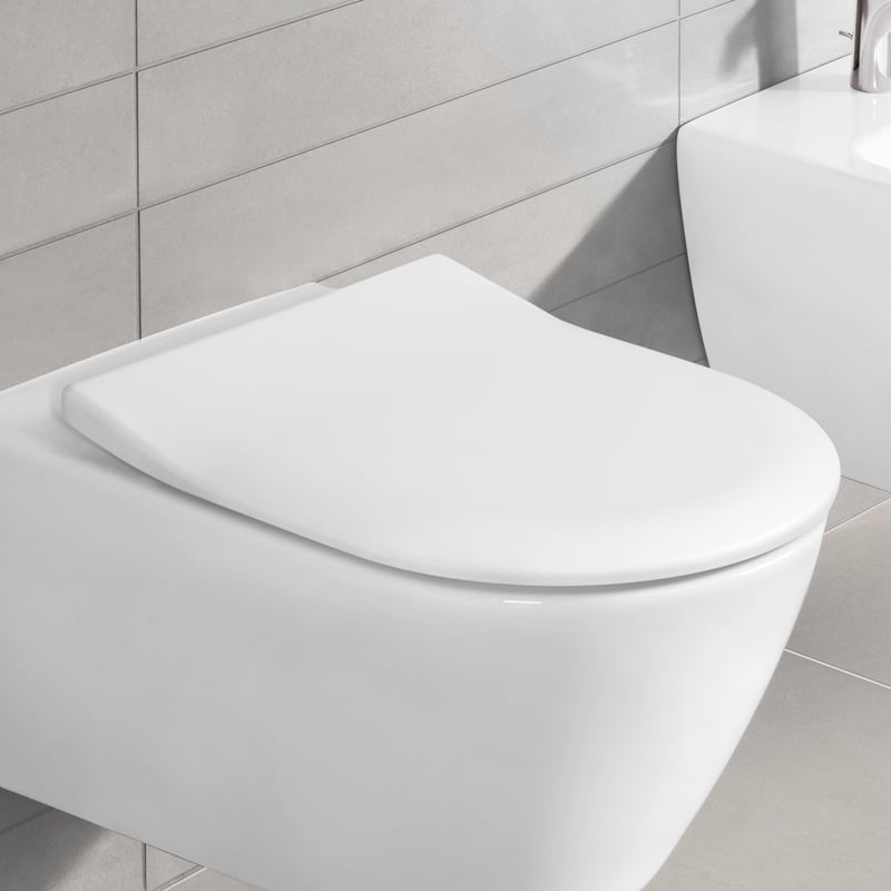 Idevit Abattant WC Ultra mince, à fermeture douce Softclose adaptable sur  la plupart des cuvettes, blanc (EASYSLIM44)
