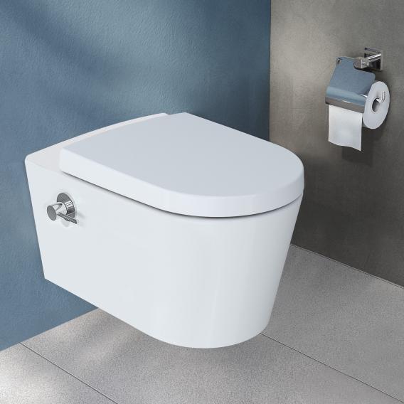 VitrA Options Nest wall-mounted washdown toilet with bidet function rimless, white, with VitrAclean, with integrated thermostatic fitting