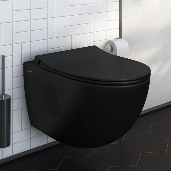 VitrA Sento wall-mounted, washdown toilet VitrAflush 2.0, with toilet seat matt black