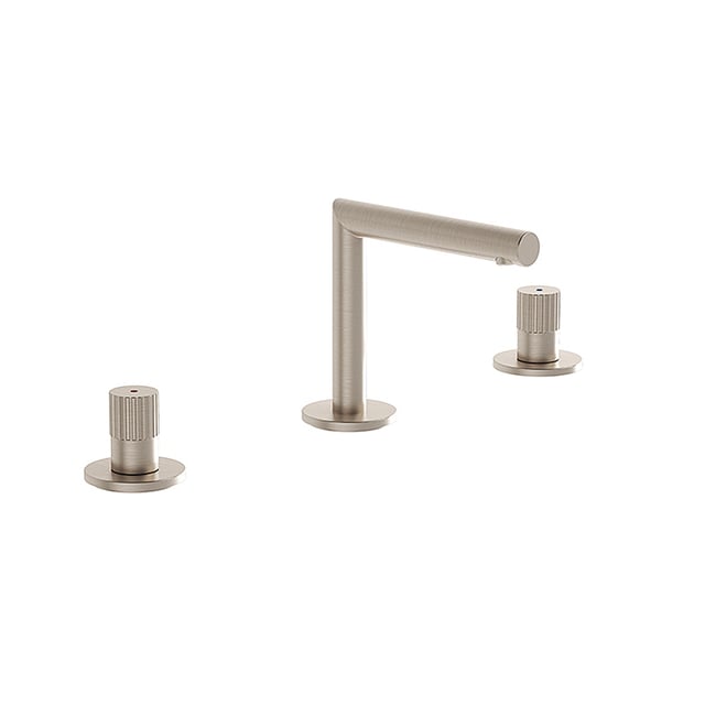 Rubinetto Lavabo Empire Brass Nichel Spazzolato &ndash; 4 Fori Con Maniglie A Leva, Modello U-YOB770B