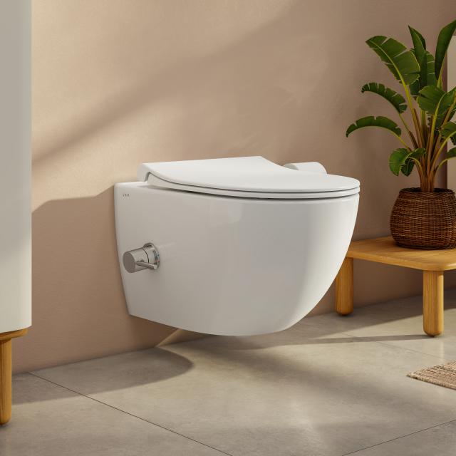 VitrA Aquacare Sento wall-mounted washdown toilet set with bidet function, with toilet seat with integrated thermostatic fitting
