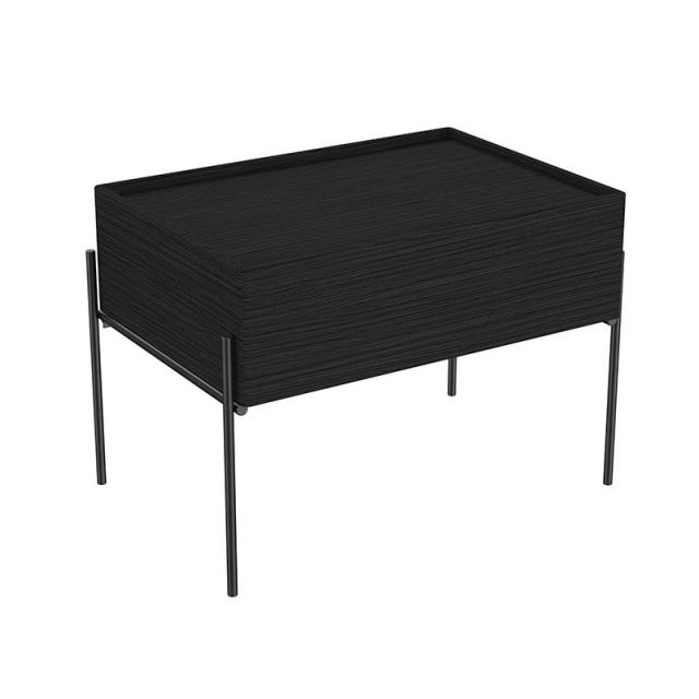 VitrA Equal side unit with leg frame and 1 pull-out compartment black oak/matt black