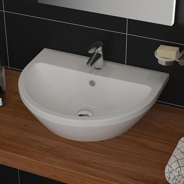 VitrA Integra hand washbasin white, with 1 tap hole, with overflow