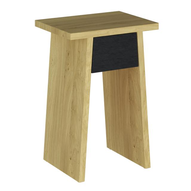 VitrA Memoria Elements stool / side table with drawer oak/matt black