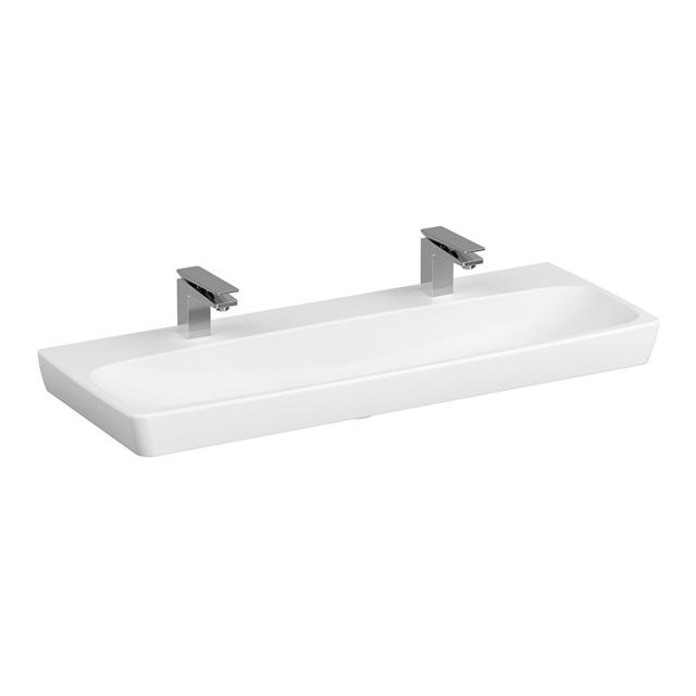 VitrA Metropole double washbasin white, with VitrAclean, ungrounded, without overflow