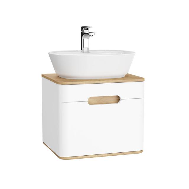 VitrA Sento vanity unit for countertop washbasins with 1 pull-out compartment front matt white / corpus matt white/oak