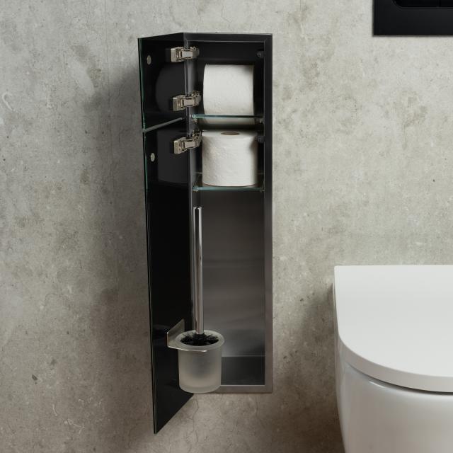 Brosse WC avec support et Dérouleur Papier toilette en Acier inoxydable H  80 cm