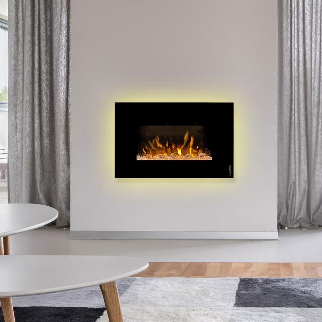 Wodtke feel the flame iVision electric fireplace with black decorative trim