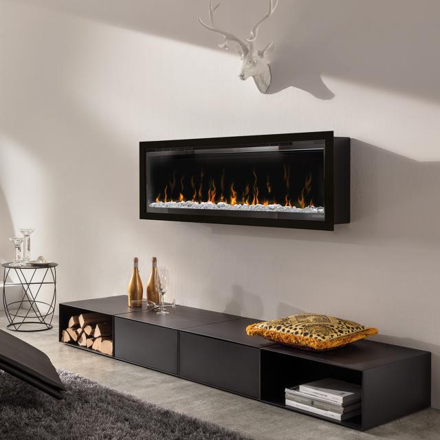 Wodtke feel the flame X mounted electric fireplace with black decorative trim