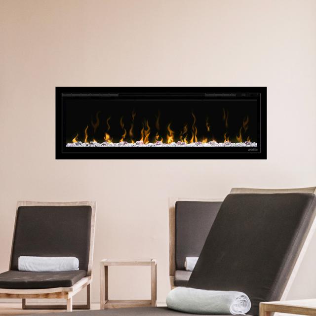 Wodtke feel the flame X-in recessed electric fireplace with black decorative trim