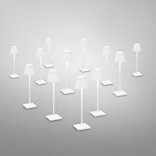 zafferano Poldina Pro Micro rechargeable LED set of 12 table lamps with dimmer & charging station