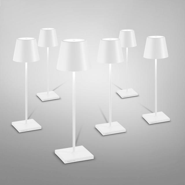zafferano Poldina Pro USB LED set of 6 table lamps with dimmer & charging station