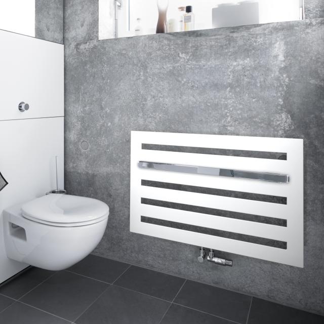 Zehnder Metropolitan Bar bathroom radiator for hot water operation white, 447 Watt, mounting below window