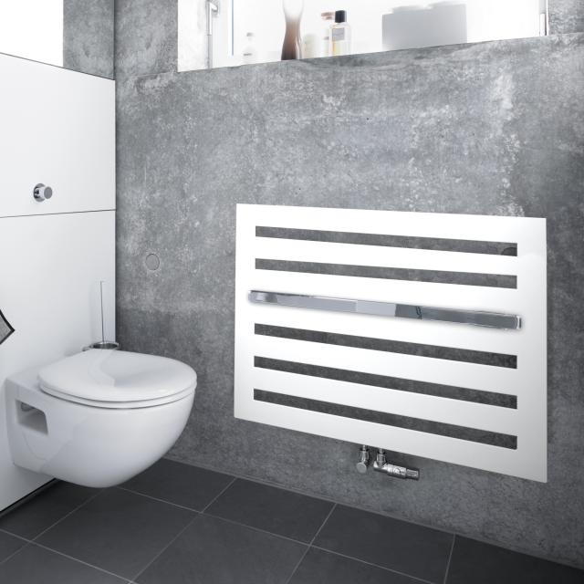 Zehnder Metropolitan Bar bathroom radiator for hot water operation white, 517 Watt, mounting below window