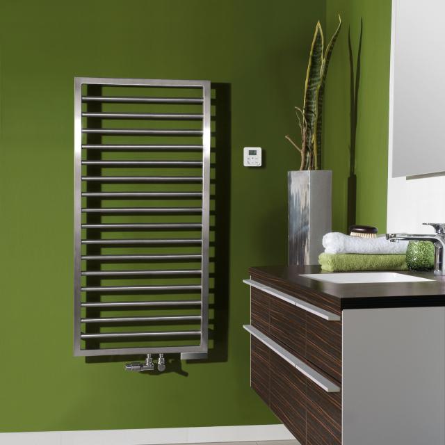 Zehnder Subway towel radiator for mixed operation with built-in heating element chrome, 408 Watt, 300 immersion heater