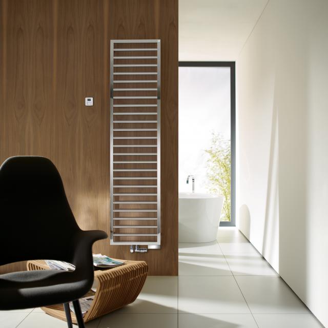 Zehnder Subway towel radiator for mixed operation with built-in heating element chrome, 486 Watt, 300 immersion heater
