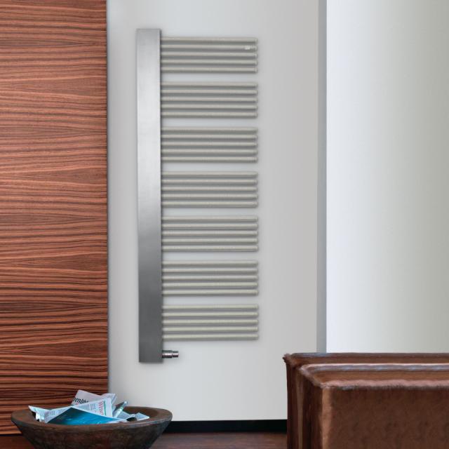 Zehnder Yucca Cover towel radiator for hot water or mixed operation titanium, 711 Watt, right, stainless steel cover